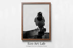 Framed view of Printable Crow Painting. Crow Wall Art Instant Download Raven Decor. Black Bird Print Animal Painting. Digital Raven Print Downloadable Art – printable wall art digital download.