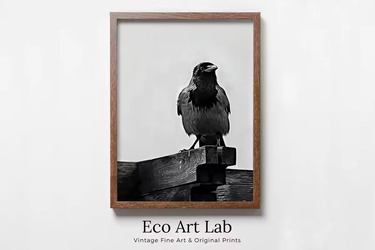 Printable Crow Painting. Crow Wall Art Instant Download Raven Decor. Black Bird Print Animal Painting. Digital Raven Print Downloadable Art – Printable Wall Art