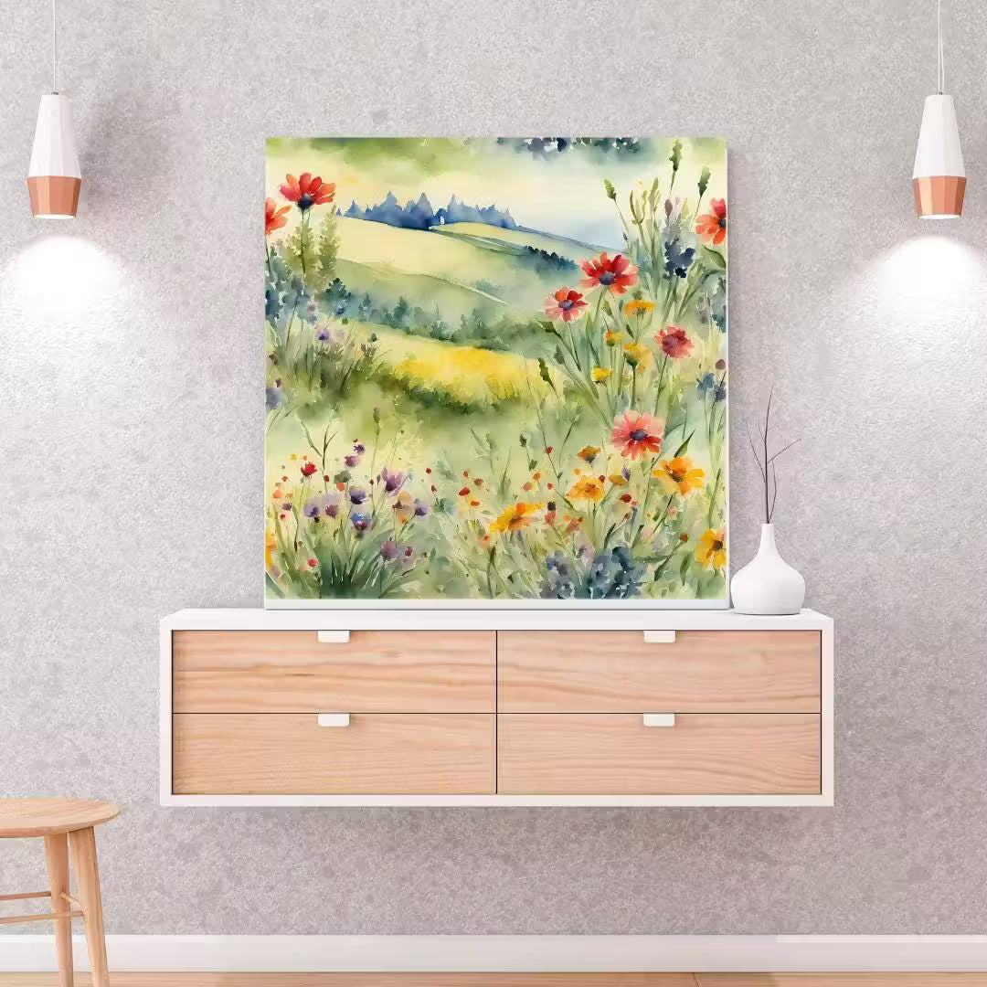 Printable Floral Wall Art I Colorful Watercolor Home Decor I Square Nature Artwork I Instant Download – Printable Wall Art