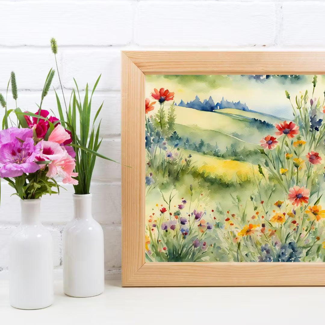 Printable Floral Wall Art I Colorful Watercolor Home Decor I Square Nature Artwork I Instant Download – Printable Wall Art