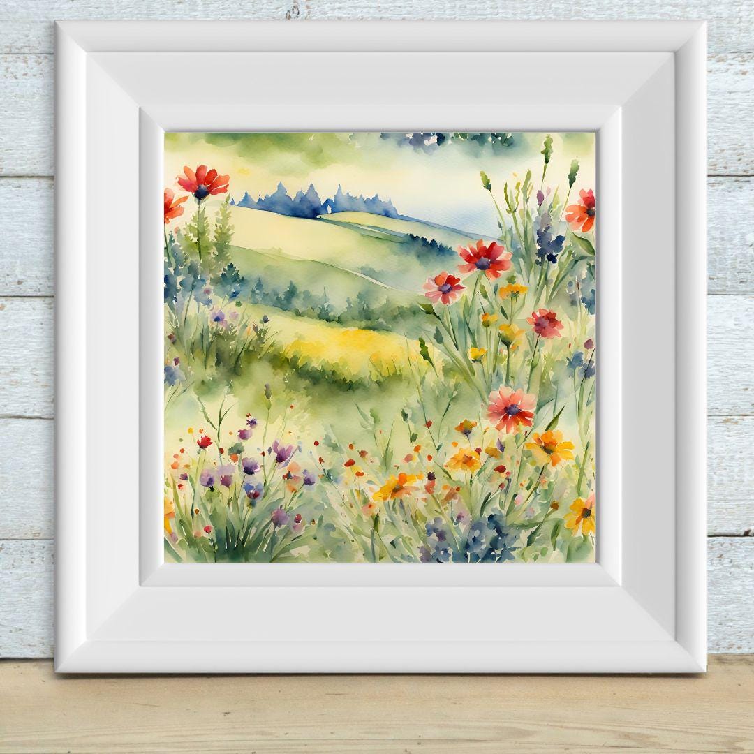 Printable Floral Wall Art I Colorful Watercolor Home Decor I Square Nature Artwork I Instant Download – Printable Wall Art Digital Download – Digital Download