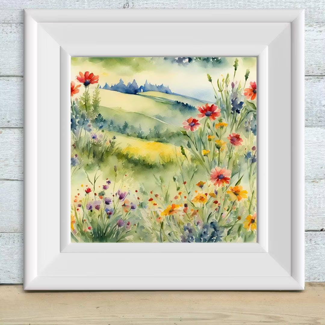 Printable Floral Wall Art I Colorful Watercolor Home Decor I Square Nature Artwork I Instant Download – Printable Wall Art