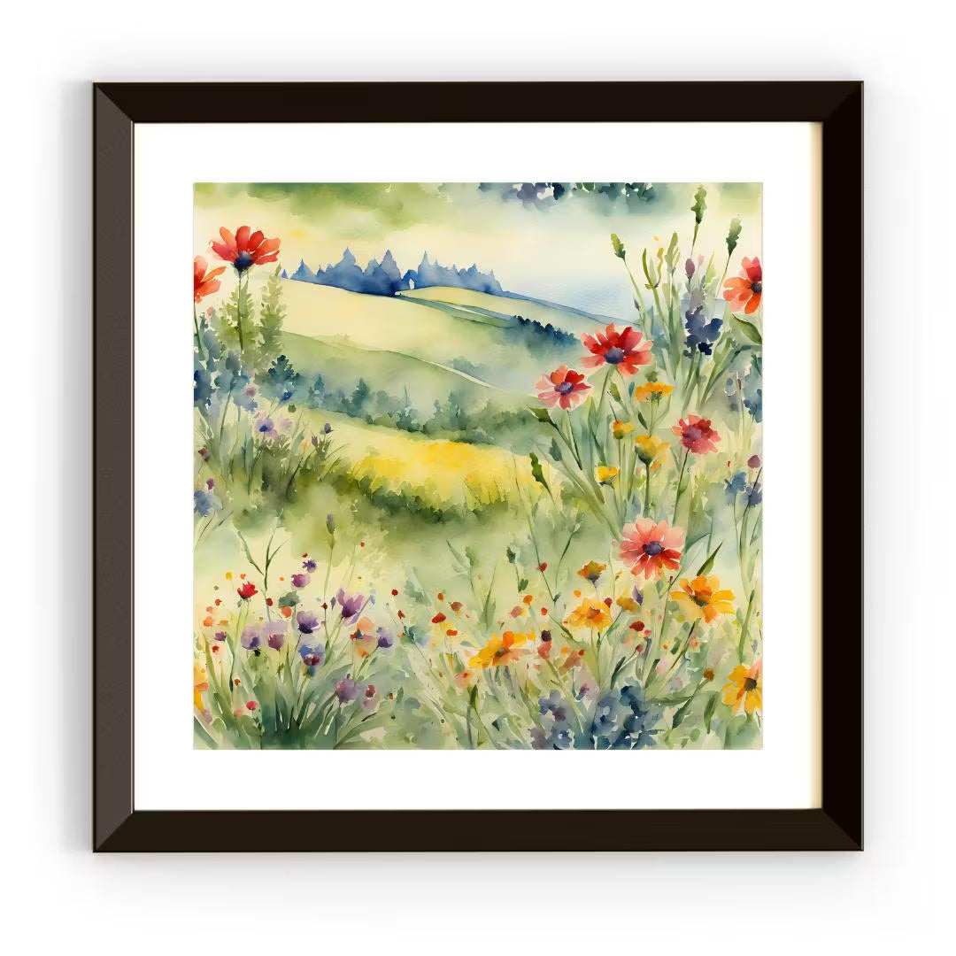 Printable Floral Wall Art I Colorful Watercolor Home Decor I Square Nature Artwork I Instant Download – Printable Wall Art