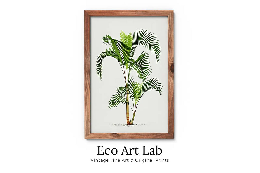 Framed view of Printable Vintage Palm Tree Art. Instant Download Botanical Wall Art Vintage Tropical Poster. Palm Trees Print Nature Poster Digital Art #12 – printable wall art digital download.