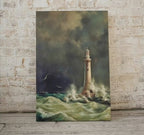 Printable Wall Art Lighthouse Painting. Lighthouse in a Storm at Sea. Nautical Wall Art, Lighthouse Vertical Poster Print. Nautical Decor – Printable Wall Art