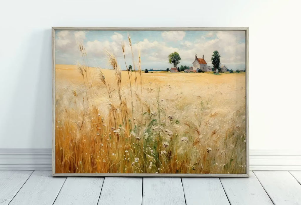 Printable Wheat Field | Landscape Oil Painting | Vintage Country Landscape Art | Vintage Landscape Print | Digital Wall Art – Printable Wall Art