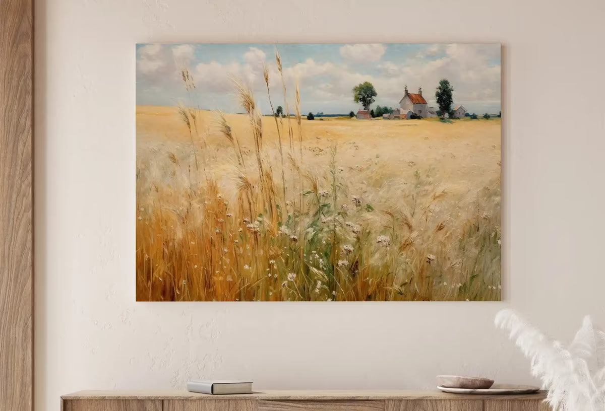 Printable Wheat Field | Landscape Oil Painting | Vintage Country Landscape Art | Vintage Landscape Print | Digital Wall Art – Printable Wall Art