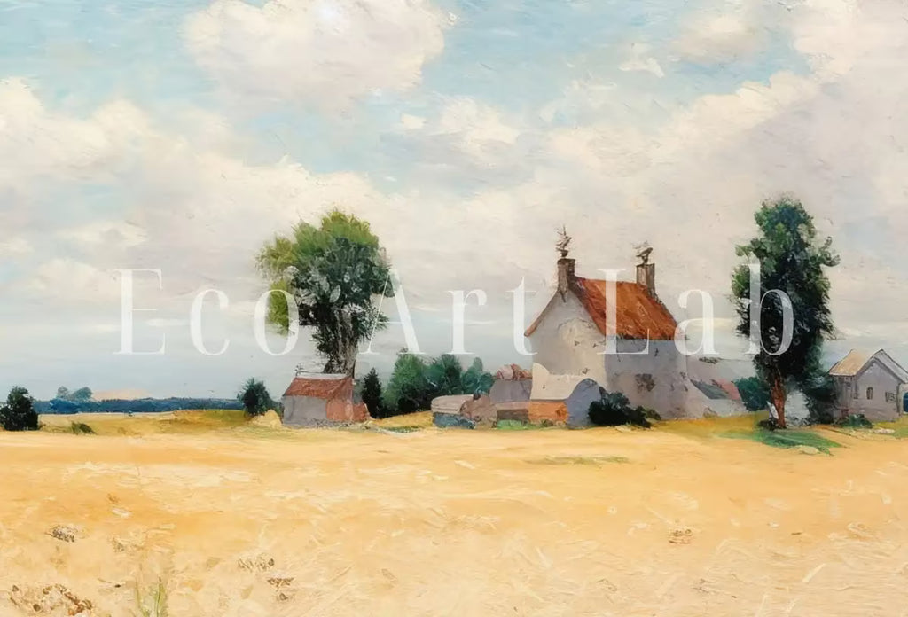 Printable Wheat Field | Landscape Oil Painting | Vintage Country Landscape Art | Vintage Landscape Print | Digital Wall Art – Printable Wall Art