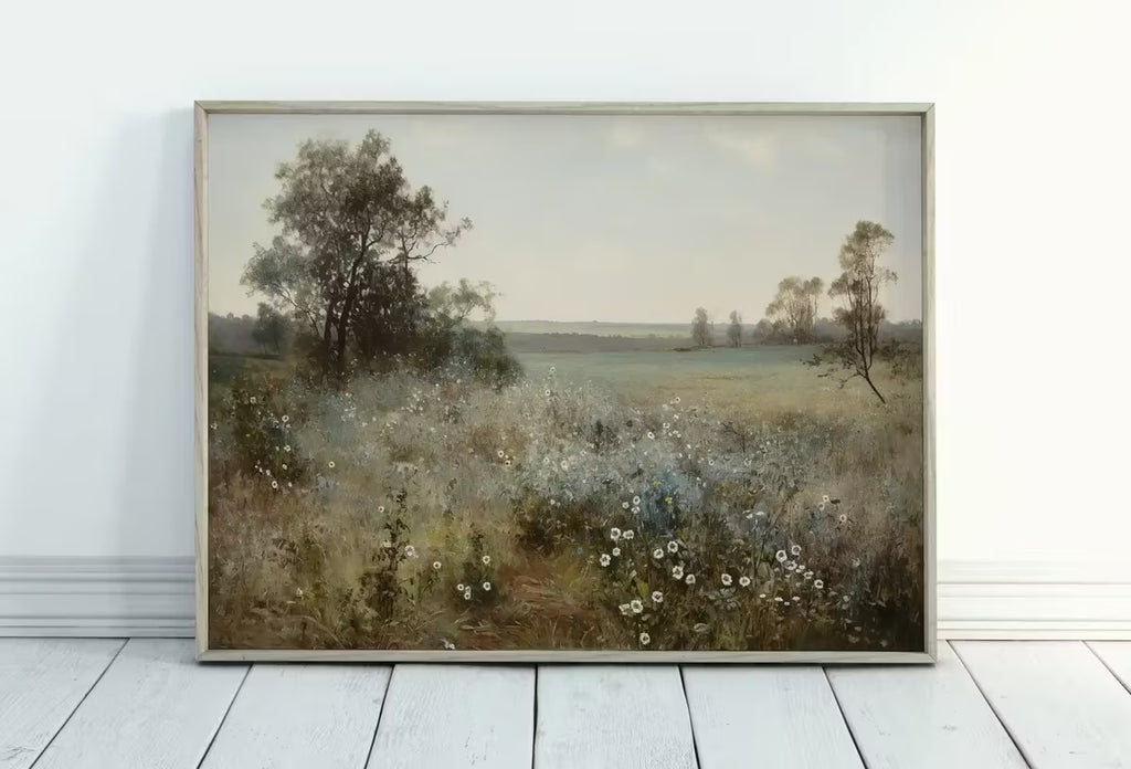 Printable Wildflower Field | Landscape Oil Painting | Country Field Wall Art | Vintage Landscape Art Print |  – Printable Wall Art