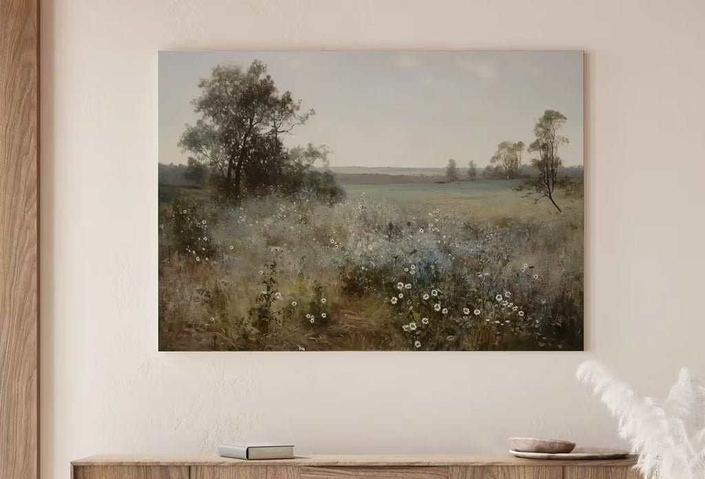 Printable Wildflower Field | Landscape Oil Painting | Country Field Wall Art | Vintage Landscape Art Print |  – Printable Wall Art