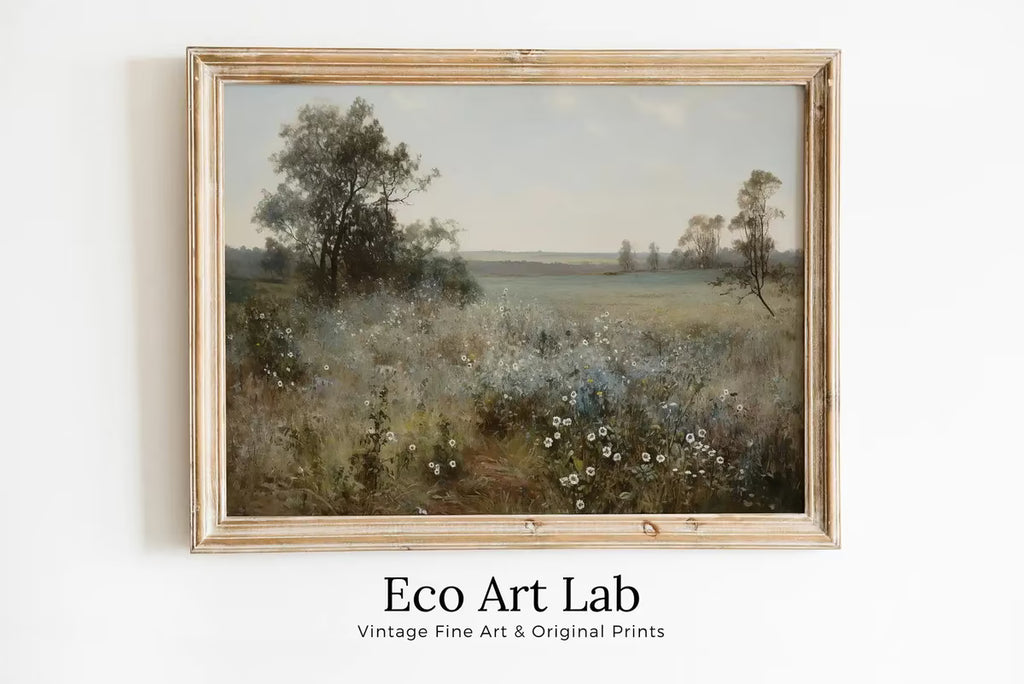 Printable Wildflower Field | Landscape Oil Painting | Country Field Wall Art | Vintage Landscape Art Print |  – Printable Wall Art