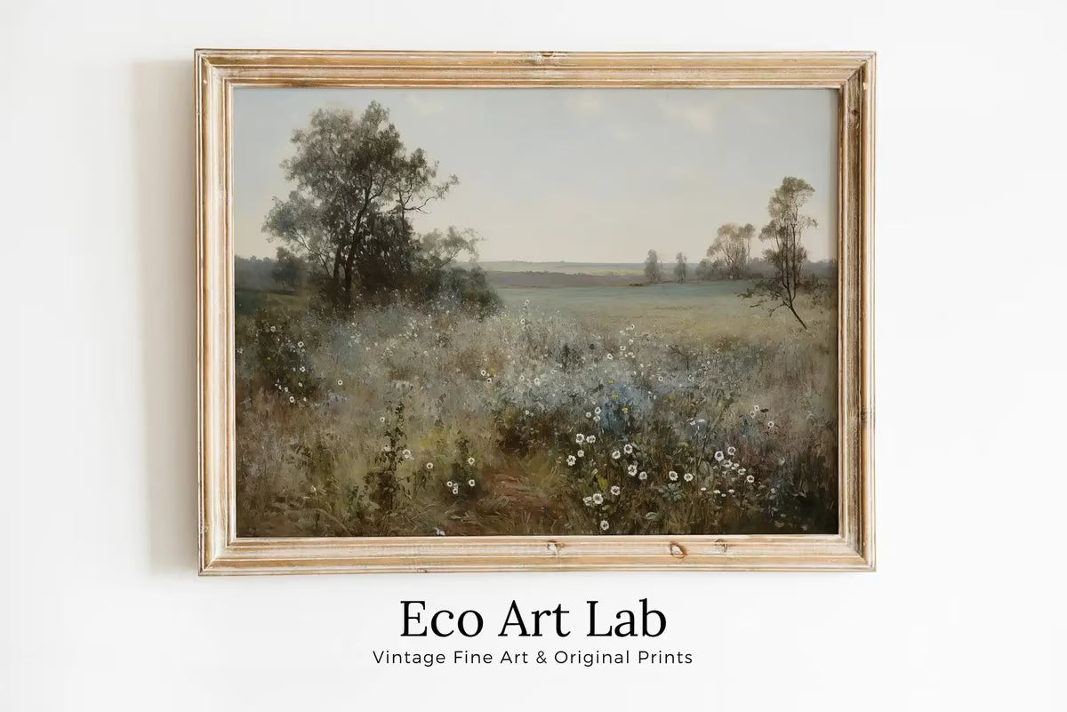 Printable Wildflower Field | Landscape Oil Painting | Country Field Wall Art | Vintage Landscape Art Print |  – Printable Wall Art