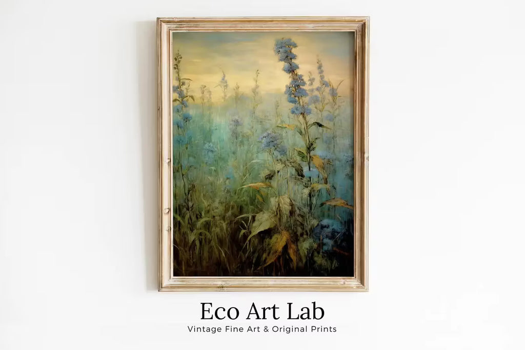 Printable Wildflower Field | Landscape Oil Painting | Vintage Farmhouse | Country Field Oil Painting | Printable Art |  – Printable Wall Art