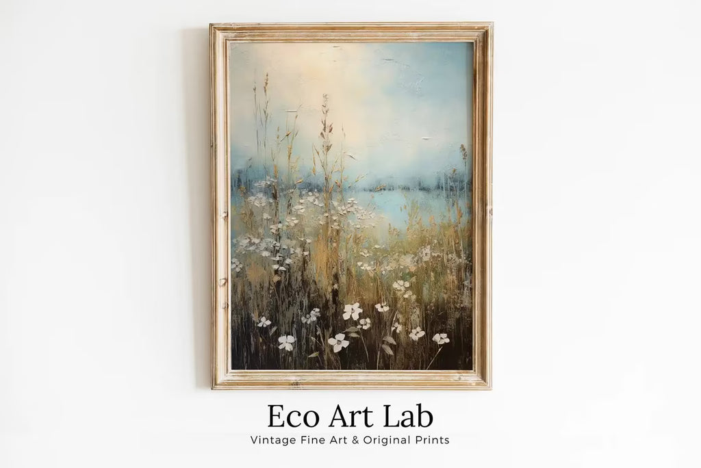 Printable Wildflower Painting | Rustic Country Decor |  | Neutral Wall Art | Landscape Painting – Printable Wall Art