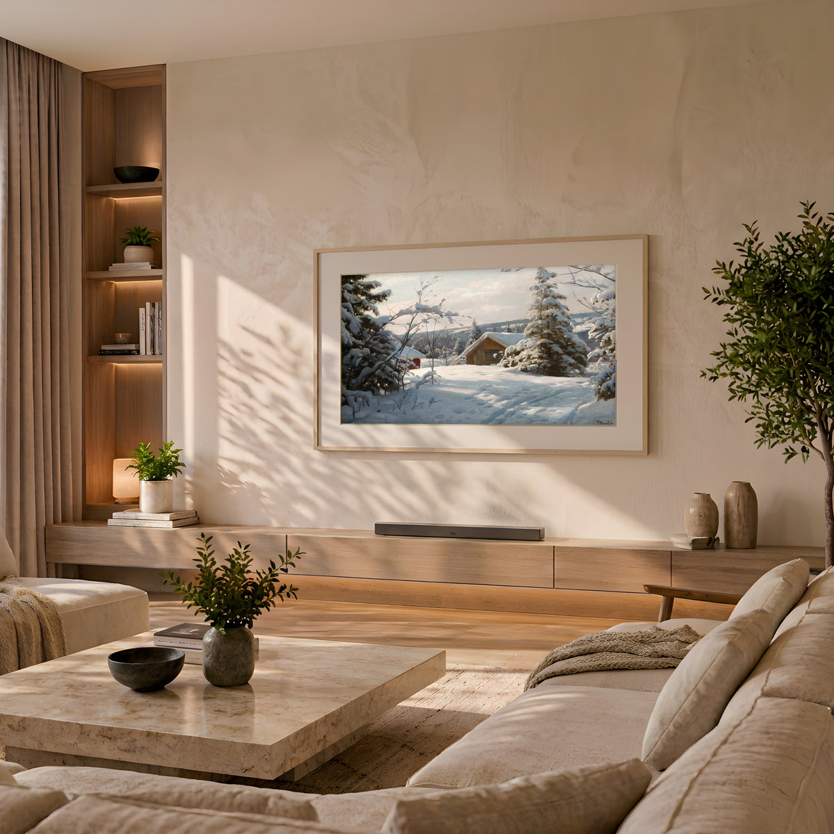 Peder Mønsted - Printable Wall Art - Sunlit Winter Landscape