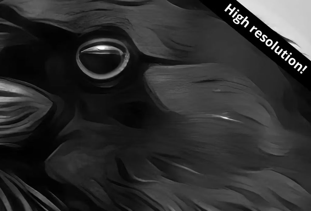 Raven Sitting on Rock Printable Digital Bird Painting. Instant Download Crow Painting Raven Art. Black and White Printable Wall Art Poster – Printable Wall Art