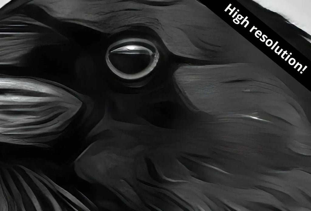 Second included artwork preview from Raven Sitting on Rock Printable Digital Painting. Instant Download Crow Painting Raven Art. Black and White Printable Wall Art Poster featuring various scenes.