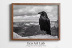 Raven Sitting on Rock Printable Digital Painting. Instant Download Crow Painting Raven Art. Black and White Printable Wall Art Poster – Printable Wall Art