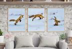 Red Fox Hunting in Snow Set of 3 Prints, Fox Wall Art, Jumping Fox Painting, Set of Three Prints, Gallery Wall Set, Downloadable Prints – Printable Wall Art Set