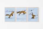 Red Fox Hunting in Snow Set of 3 Prints, Fox Wall Art, Jumping Fox Painting, Set of Three Prints, Gallery Wall Set, Downloadable Prints – Printable Wall Art Set