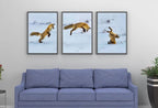 Red Fox Hunting in Snow Set of 3 Prints, Fox Wall Art, Jumping Fox Painting, Set of Three Prints, Gallery Wall Set, Downloadable Prints – Printable Wall Art Set