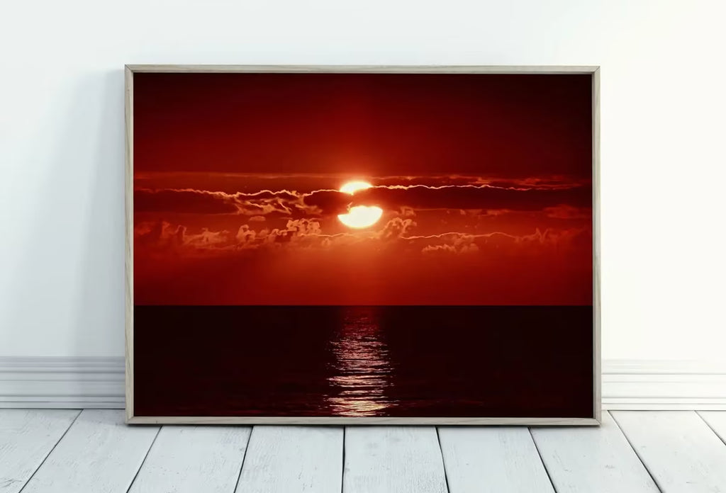 Red Sunset Wall Art Print. Instant Download Boho Abstract Sunset Poster. Digital Sunset Painting Abstract Wall Art. Coastal Landscape Art – Printable Wall Art Set