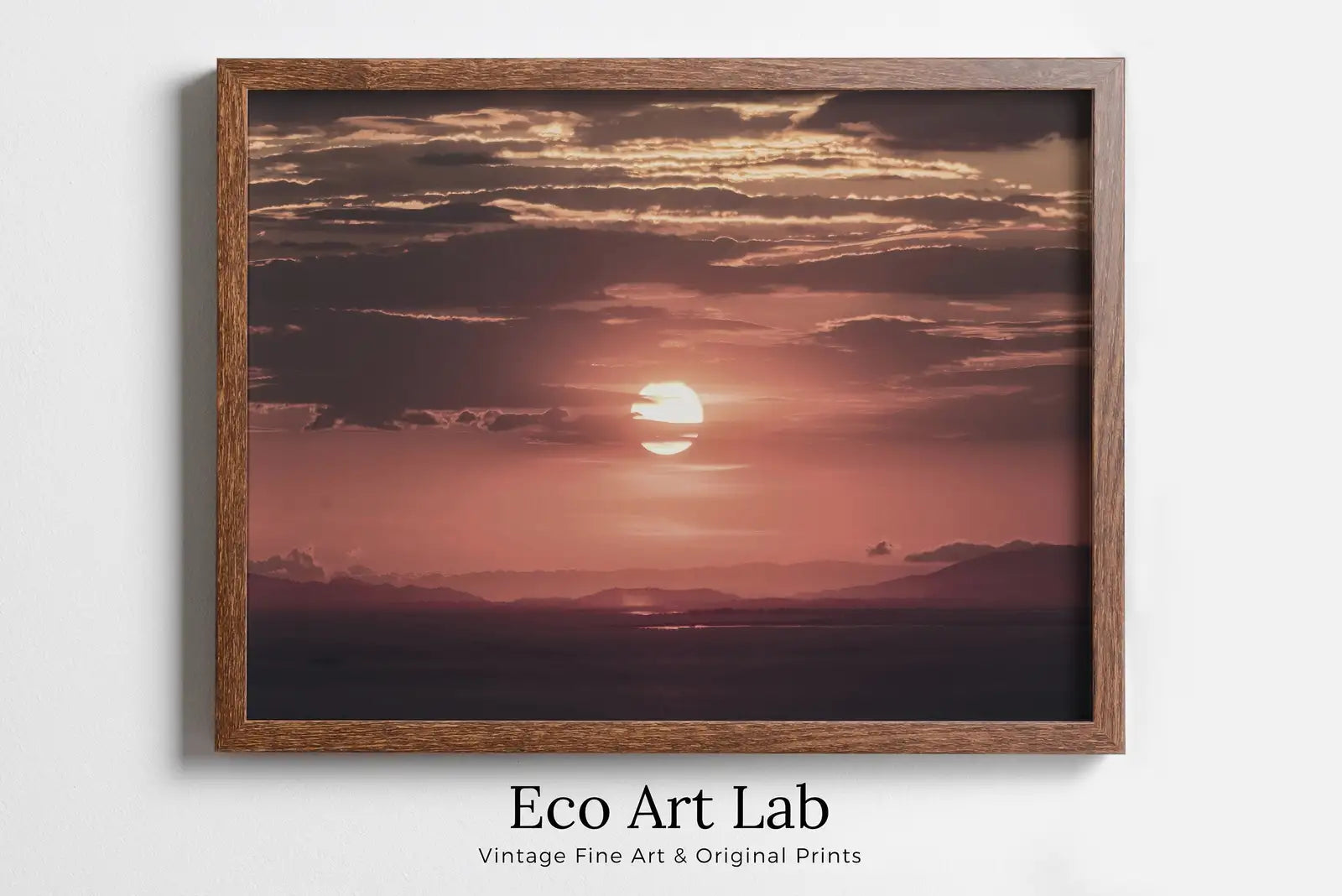 Detail view of artwork from Red Sunset Wall Art Print. Instant Download Boho Abstract Sunset Poster. Digital Sunset Painting Abstract Wall Art. Coastal Landscape Art. (variation 8)
