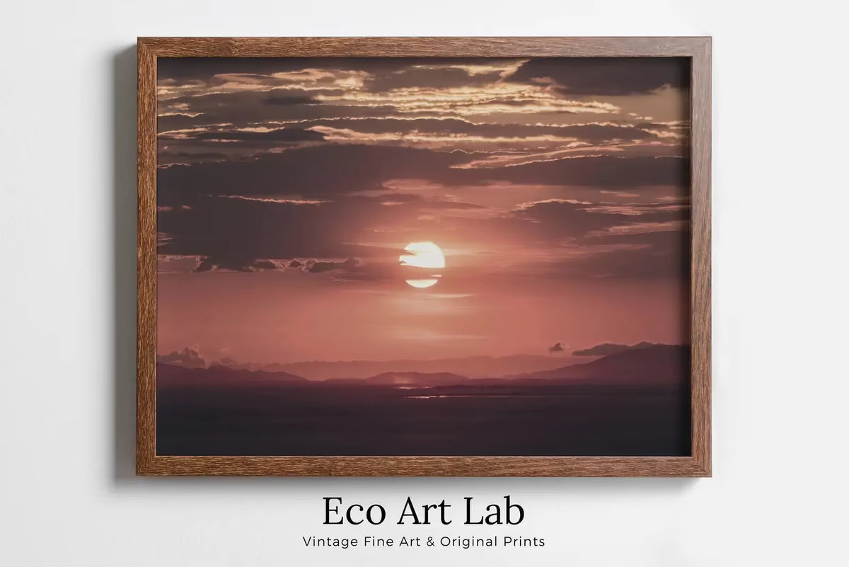 Red Sunset Wall Art Print. Instant Download Boho Abstract Sunset Poster. Digital Sunset Painting Abstract Wall Art. Coastal Landscape Art – Printable Wall Art Set