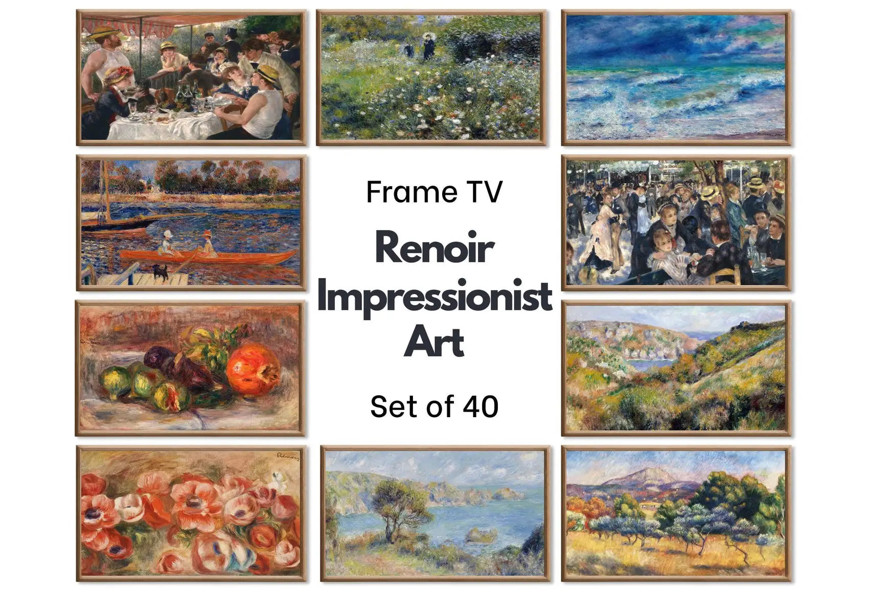 Renoir Impressionist Art for Frame TV I  I Oil Paintings Gallery Wall Set of 40 I French Country Decor I Samsung Frame Digital Art – Frame TV Art Set (Digital Download)