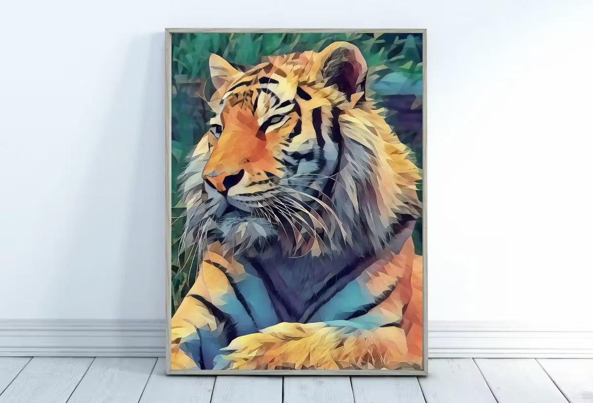 Resting Tiger Wall Art Print, Year of the Tiger Printable Wall Art, Colorful Tiger Painting, Animal Print, Nature Wildlife Instant Download – Printable Wall Art