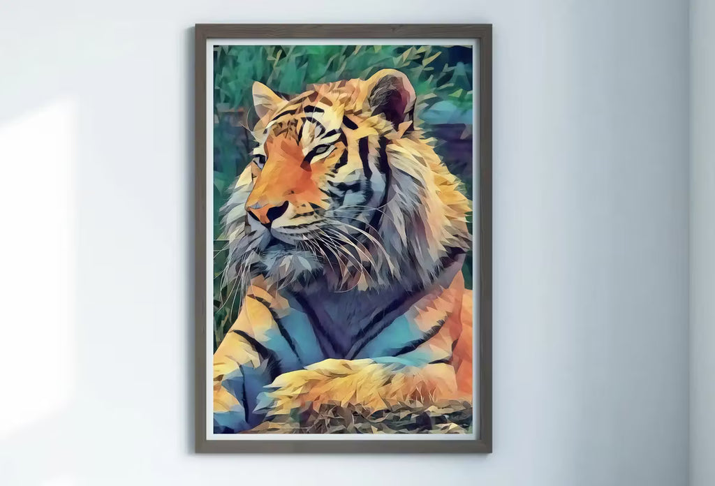 Resting Tiger Wall Art Print, Year of the Tiger Printable Wall Art, Colorful Tiger Painting, Animal Print, Nature Wildlife Instant Download – Printable Wall Art
