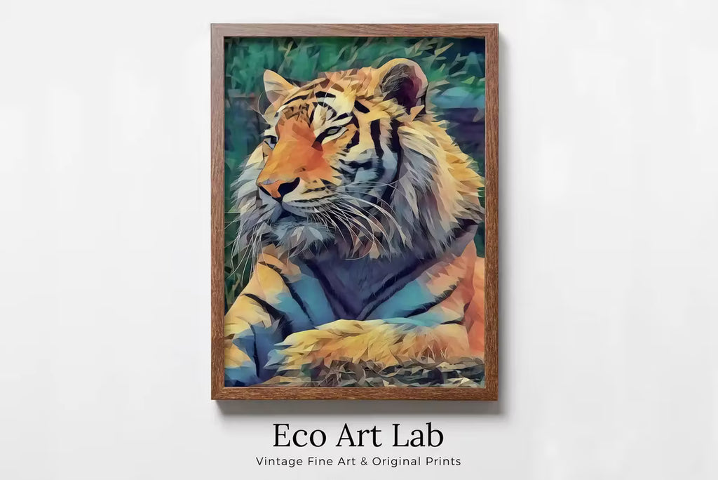 Resting Tiger Wall Art Print, Year of the Tiger Printable Wall Art, Colorful Tiger Painting, Animal Print, Nature Wildlife Instant Download – Printable Wall Art