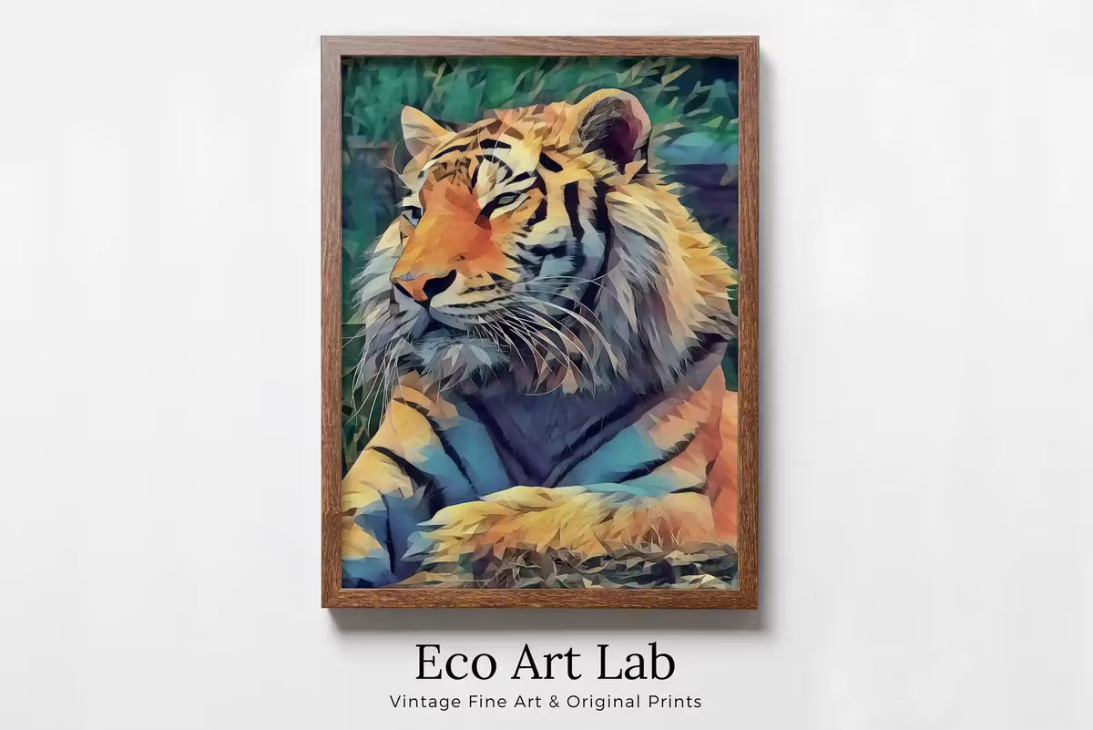 Resting Tiger Wall Art Print, Year of the Tiger Printable Wall Art, Colorful Tiger Painting, Animal Print, Nature Wildlife Instant Download – Printable Wall Art