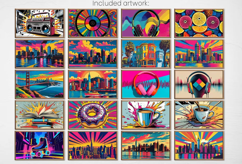 Retro Pop Art for Samsung Frame Tv or Hisense Canvas Tv - Maximalist Wall Art. Funky Decor Whimsical Art Frame tv Set of 40 – Frame TV Art Set