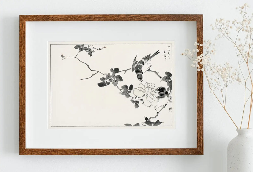 Included artwork preview showing first selection of artworks from Robin Birds and Rose Vintage Japanese Painting. Japanese Wall Art Printable Poster. 19th Century Japanese Vintage Wall Art, Bird Asian Art.