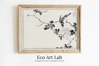 Framed view of Robin Birds and Rose Vintage Japanese Painting. Japanese Wall Art Printable Poster. 19th Century Japanese Vintage Wall Art, Bird Asian Art – printable wall art digital download.