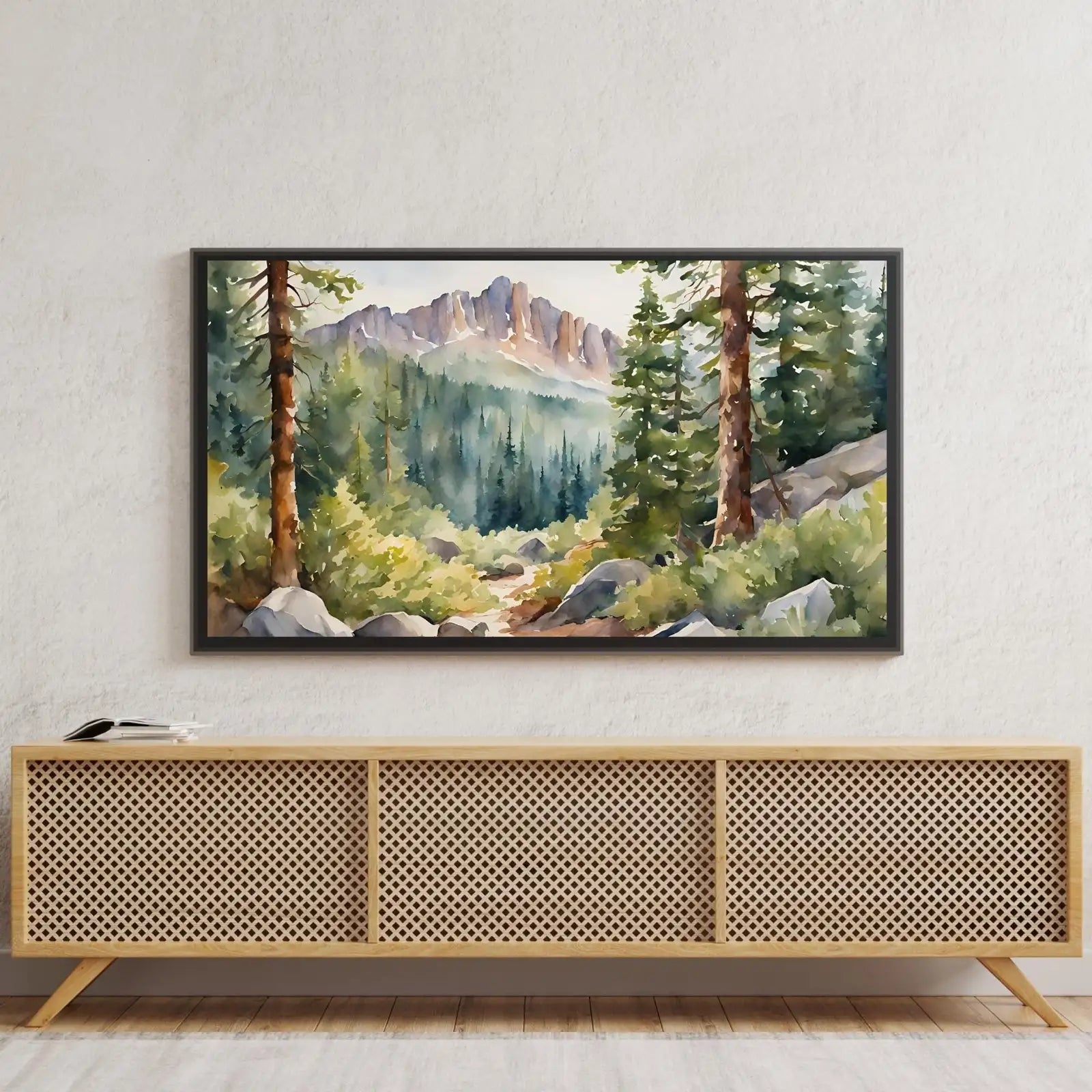 Rocky Mountains Art For Frame TV. Forest Watercolor Nature Landscape Prints. 4K Nature Decor. Instant Download – Frame TV Digital Download Art – Digital Download