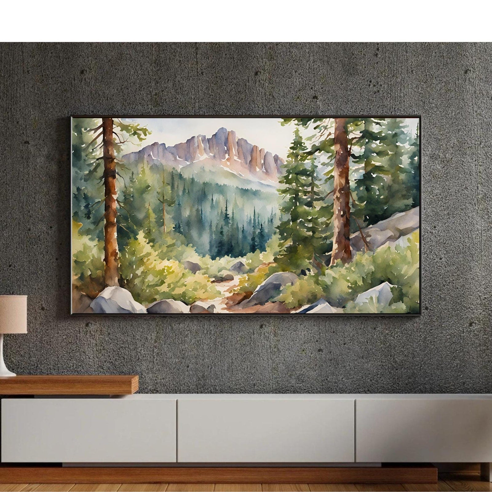 Rocky Mountains Art For Frame TV. Forest Watercolor Nature Landscape Prints. 4K Nature Decor. Instant Download – Frame TV Digital Download Art – Digital Download