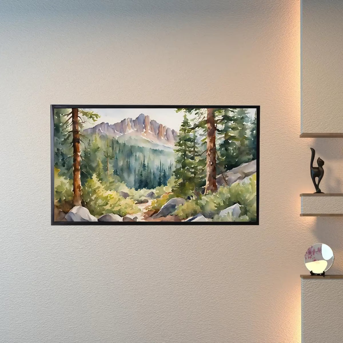 Rocky Mountains Art For Frame TV. Forest Watercolor Nature Landscape. 4K Nature Decor. Instant Download – Frame TV  Art