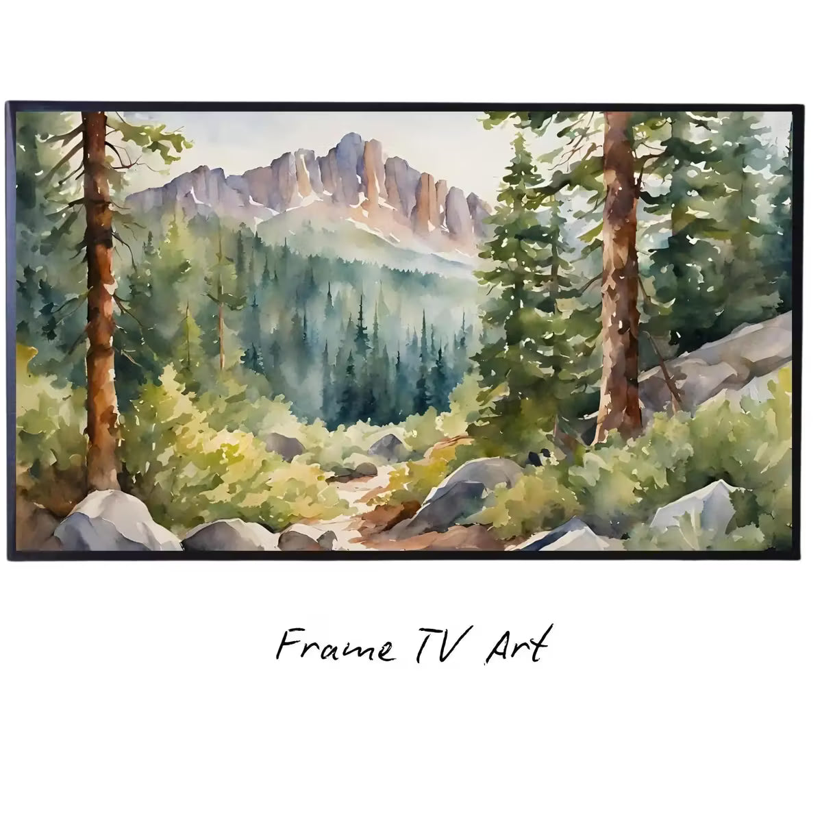 Rocky Mountains Art For Frame TV. Forest Watercolor Nature Landscape. 4K Nature Decor. Instant Download – Frame TV  Art