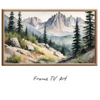 Rocky Mountains Art For Frame TV I Watercolor Decor For Samsung Frame TV I Minimalist Nature Landscape Prints – Frame TV Digital Download Art – Digital Download