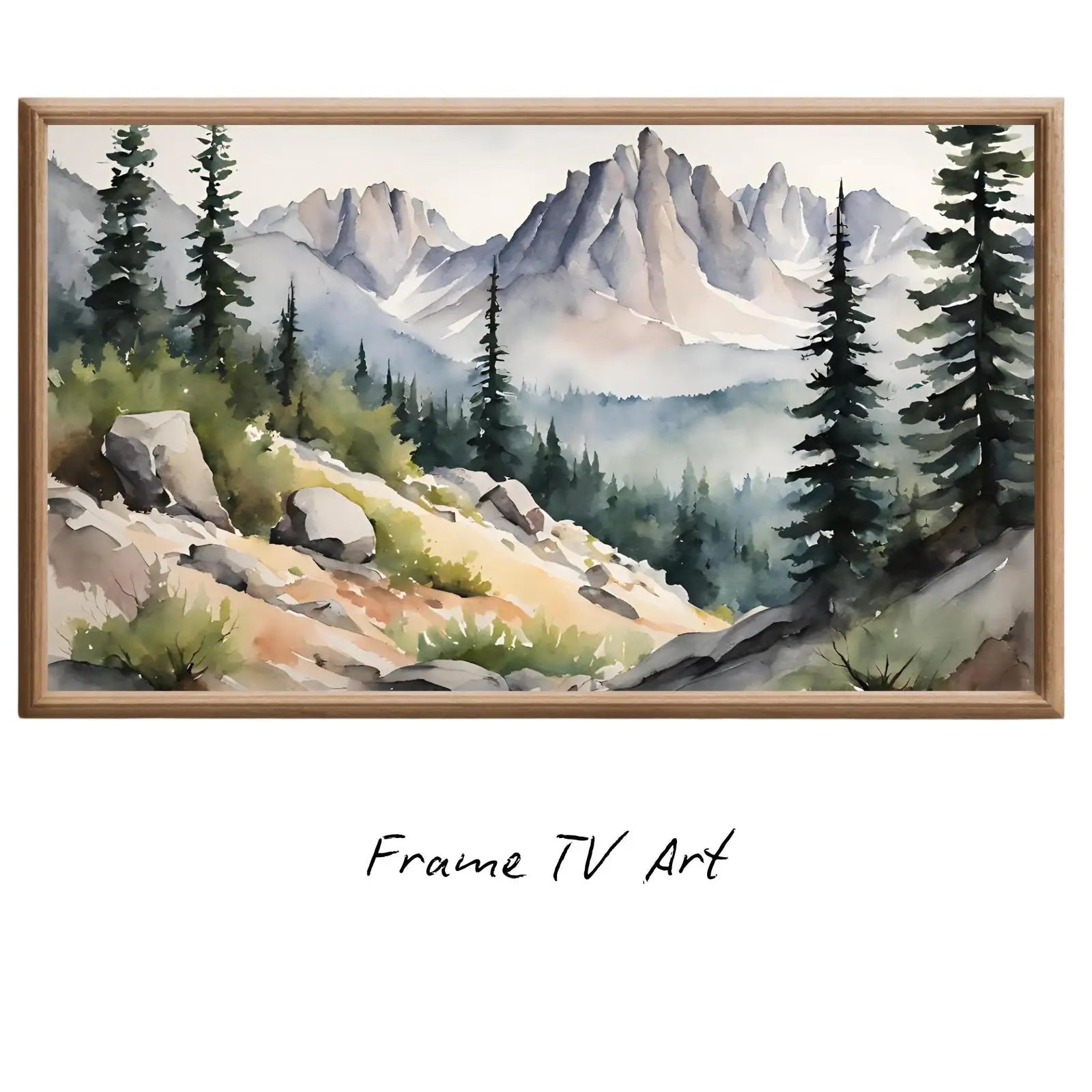 Rocky Mountains Art For Frame TV I Watercolor Decor For Samsung Frame TV I Minimalist Nature Landscape Prints – Frame TV Digital Download Art – Digital Download