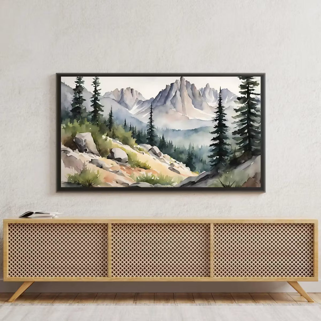 Rocky Mountains Art For Frame TV I Watercolor Decor For Samsung Frame TV I Minimalist Nature Landscape Prints – Frame TV  Art