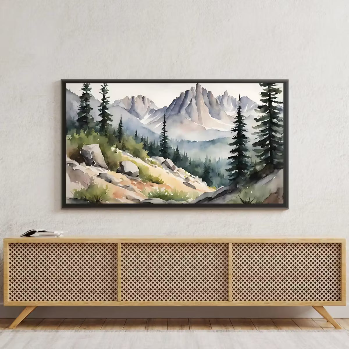 Rocky Mountains Art For Frame TV I Watercolor Decor For Samsung Frame TV I Minimalist Nature Landscape Prints – Frame TV  Art