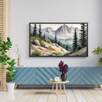 Rocky Mountains Art For Frame TV I Watercolor Decor For Samsung Frame TV I Minimalist Nature Landscape Prints – Frame TV  Art