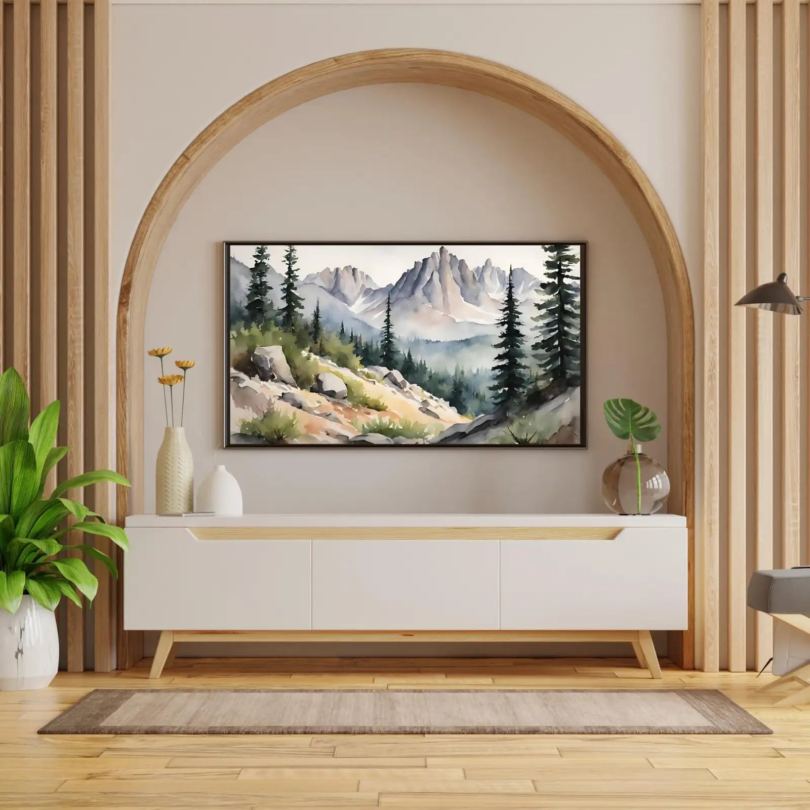 Rocky Mountains Art For Frame TV I Watercolor Decor For Samsung Frame TV I Minimalist Nature Landscape Prints – Frame TV Digital Download Art – Digital Download