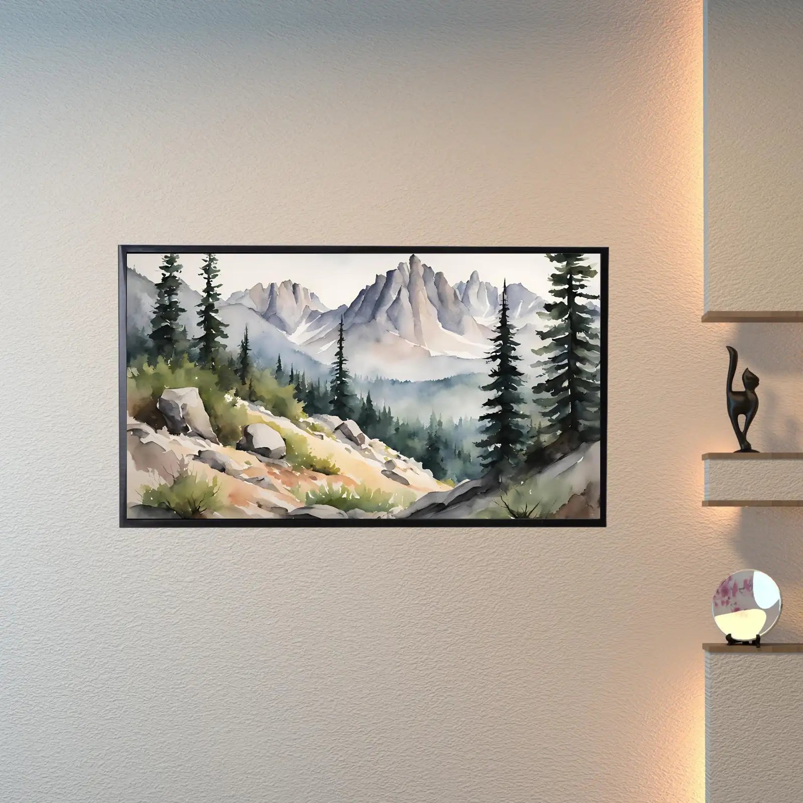 Rocky Mountains Art For Frame TV I Watercolor Decor For Samsung Frame TV I Minimalist Nature Landscape Prints – Frame TV Digital Download Art – Digital Download