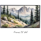 Rocky Mountains Art For Frame TV I Watercolor Decor For Samsung Frame TV I Minimalist Nature Landscape Prints – Frame TV  Art