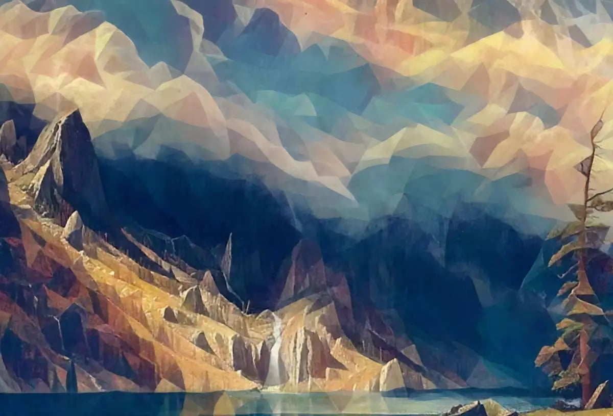 Rocky Mountains Landscape Painting with a Bear, Colorful Printable Wall Art, Home or Office Decor, Nature Print Digital Art Instant Download – Printable Wall Art