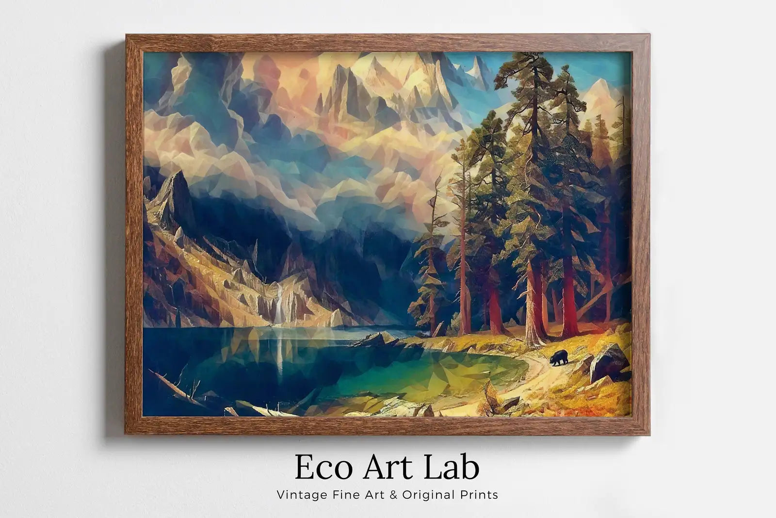 Rocky Mountains Landscape Painting with a Bear, Colorful Printable Wall Art, Home or Office Decor, Nature Print Digital Art Instant Download – Printable Wall Art Digital Download – Digital Download